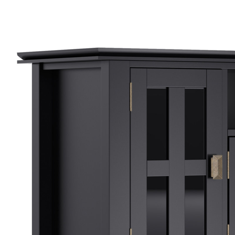 Artisan Black Solid Wood 72" TV Media Stand with Cabinets