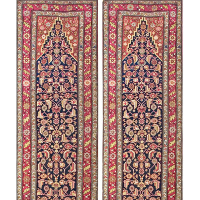 Hand Knotted Wool Area Rug in Blue