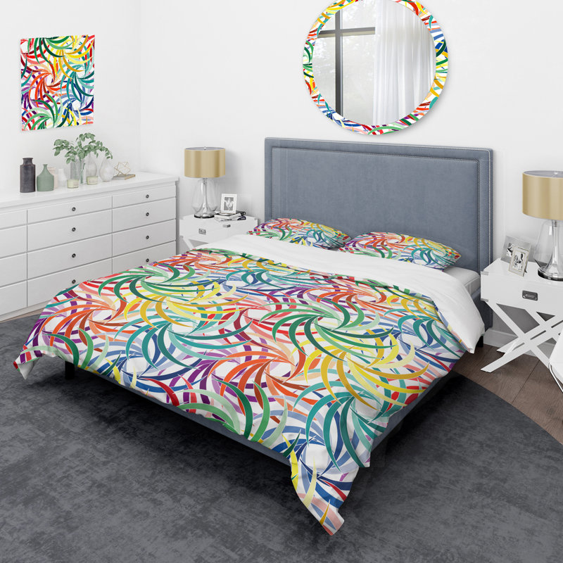 Ensemble de housse de couette multicolore, Housse de couette pour grand lit et 2 taies décor