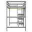 Lit mezzanine simple en bois avec tablettes, bureau et tableau d'écriture - Gris-2072528208