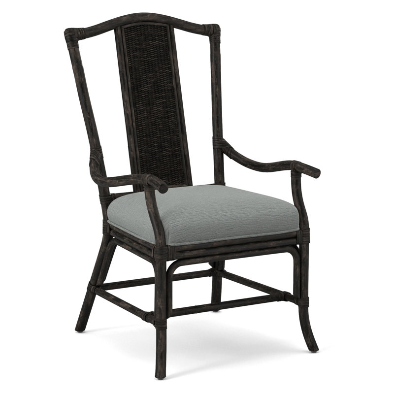 Drury Lane Slat Back Dining Arm Chair, Gray Sugar Performance; 0863-84, Antique Black