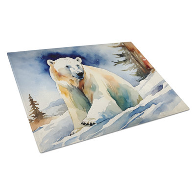 Polar Bear Glass Cutting Board Large