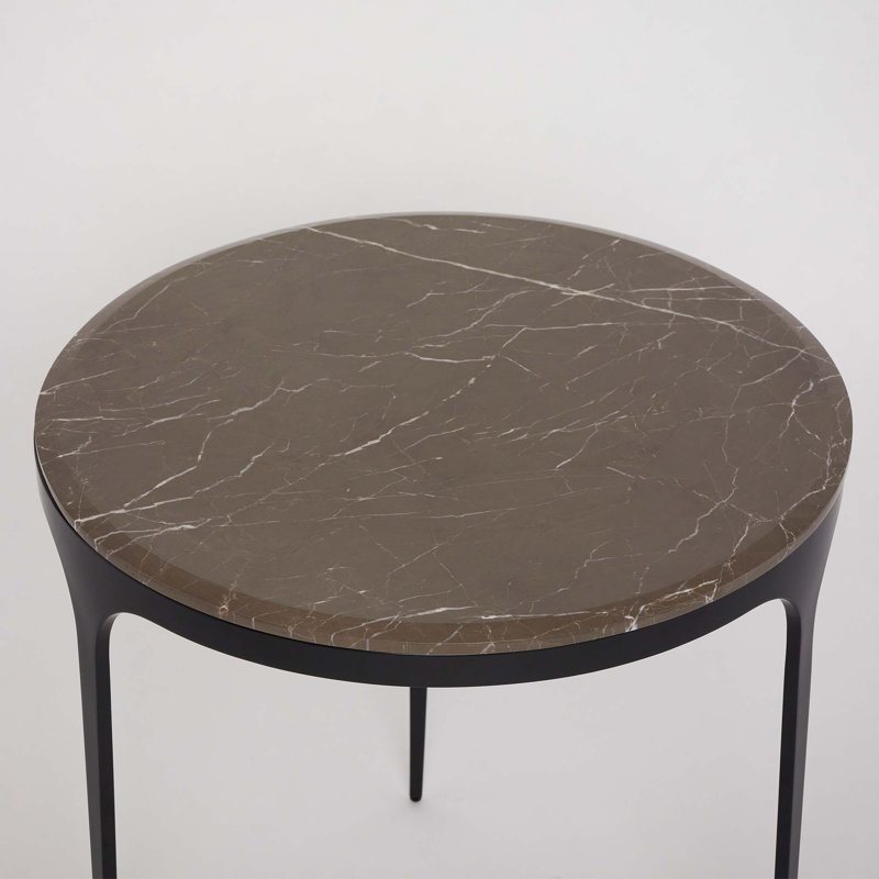 Camilla Marble End Table, Matte Black, Terra Brown, 22" H x 20" W x 20" D