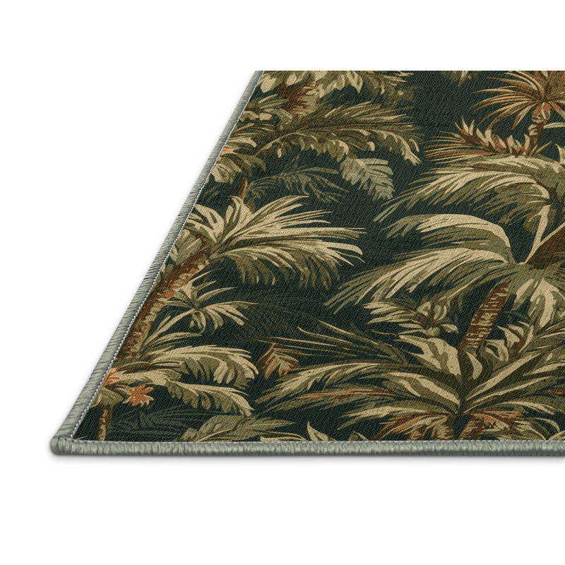 Washable Rainforest Hawaiian Area Rug, Rectangle 6' x 9'