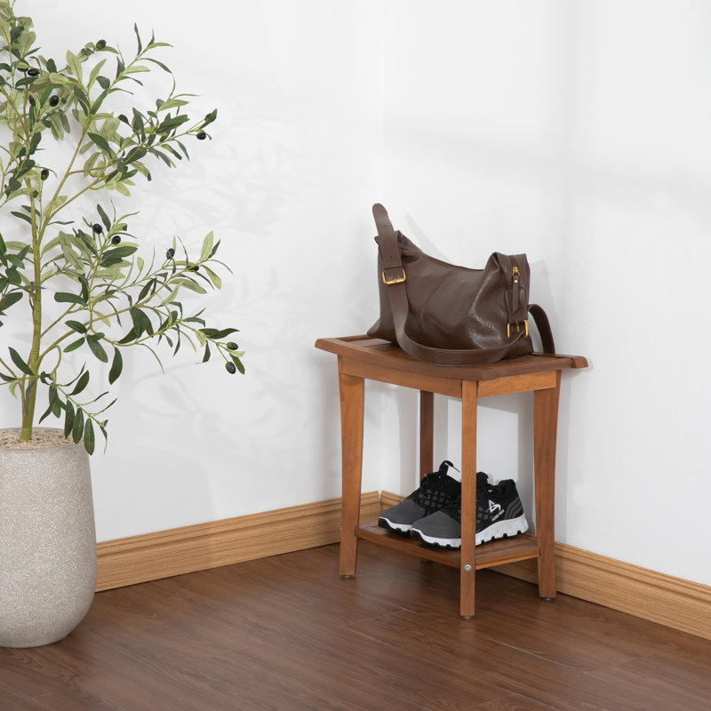 19"W Solid Wood Shower Bench, Natural Wood