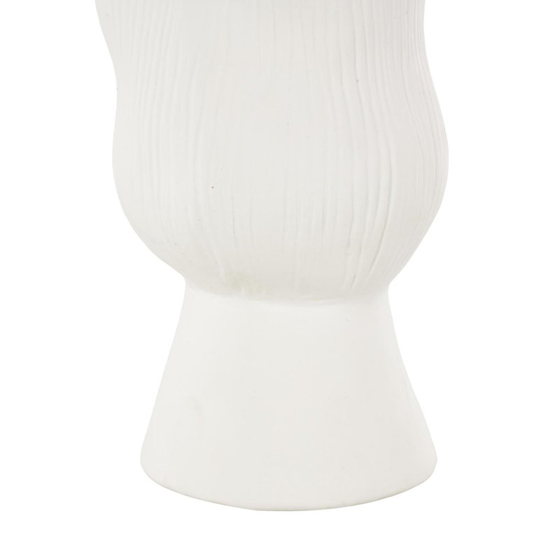 Bia Cole And Ceramic Floral Inspired Abstract Vase With Linear Grooves, White