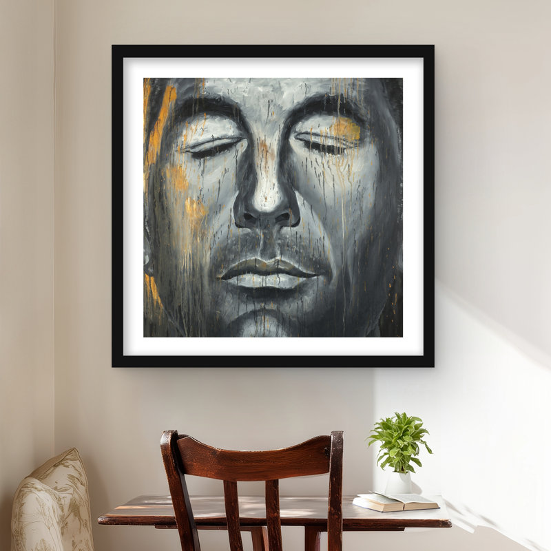 «Abstract Man Portrait - Figurative Contemporary», reproduction encadrée