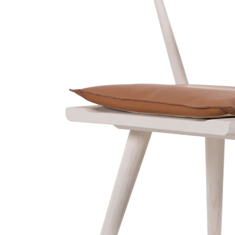 Ripley Dining Chair with Cushion, Whiskey Saddle, White