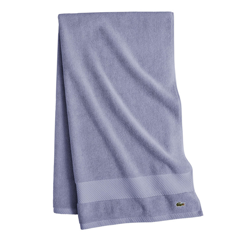 Lacoste Heritage 30X54 Cotton Bath Towel, 100% Supima Cotton, Micro-Fresh® Anti-Microbial, Light Denim