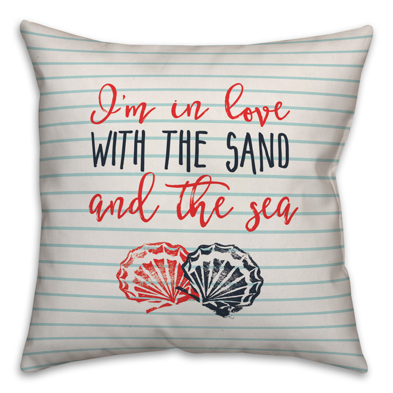  «I'm in Love with the Sand and the Sea», coussin décoratif, 16 po x 1 po, Pas de bourre