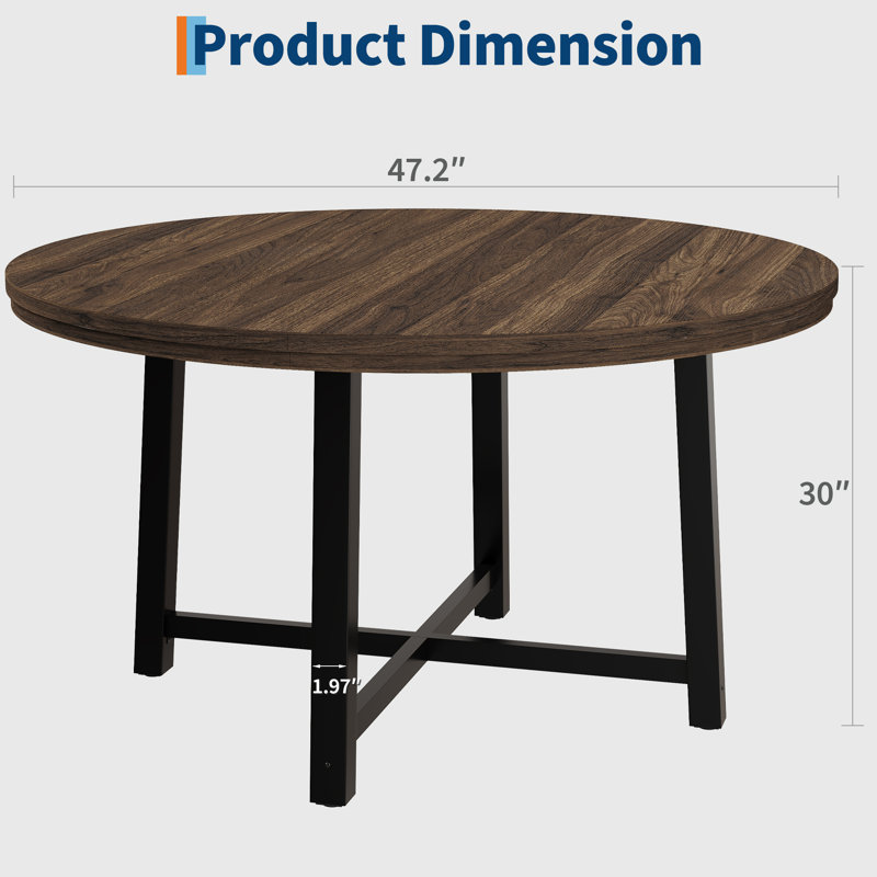 Extendable Round Dining Table, Rustic Brown