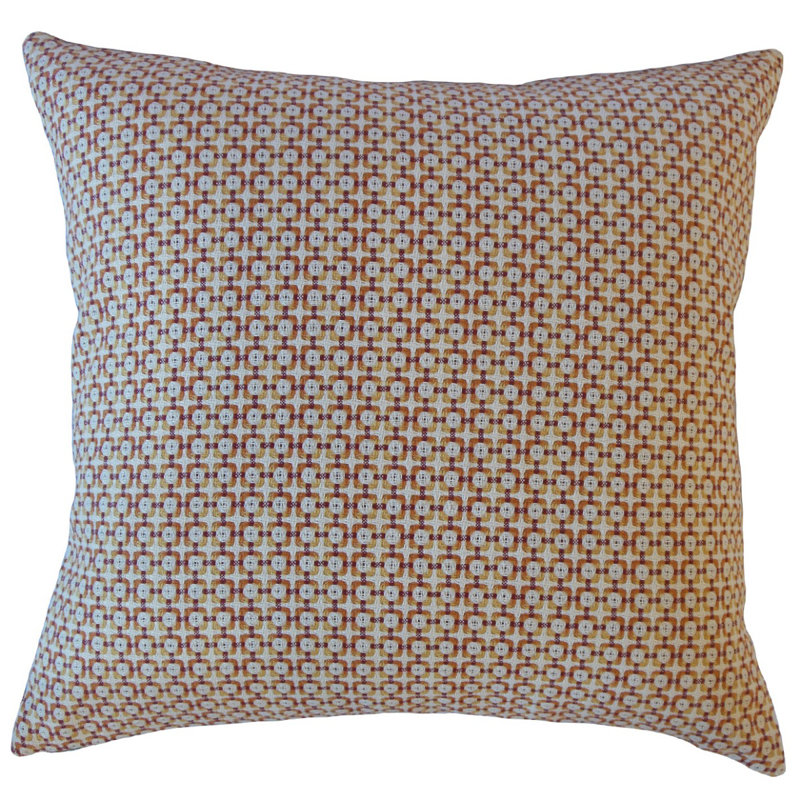 Coussin géométrique Feleti, 24 po x 24 po, Coussin décoratif, Orange