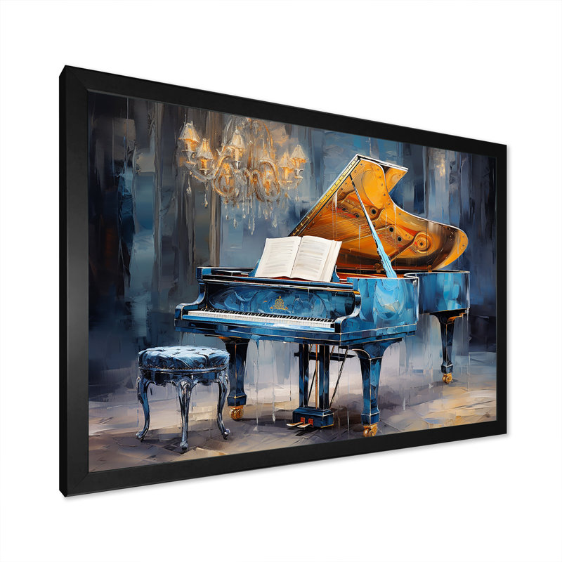 Piano Rhapsody In Blue - Music Piano, art mural, Cadre simple noir, H 30 po x l 40 po x P 1,5 po