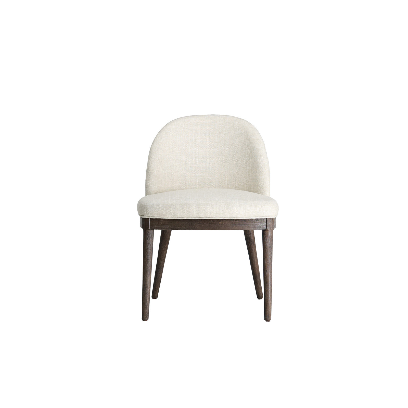 Curved Back Upholstered Dining Chair With Solid Wood Legs, Walnut