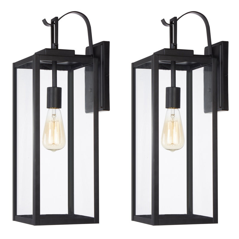 1-Light Outdoor Wall Light with Matte Black Finish, 22.5"H x 7"W x 9"D
