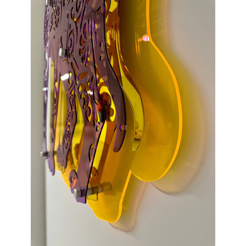Sculpture murale 3D en forme de chat sphynx en acrylique - grand art animalier en miroir