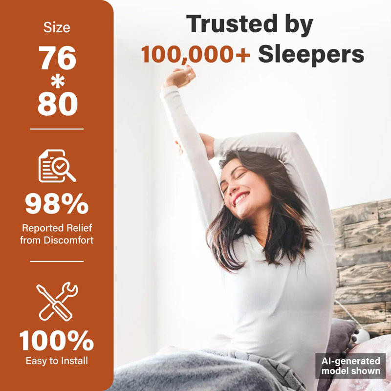 Bunkie Board King 76x80" Foldable Mattress Support Board for Bed Low Profile Breathable Noise Minimizing Bed Support, King