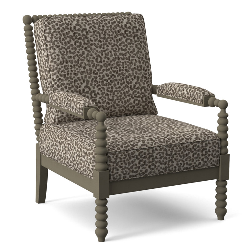 Lind Island 29" Wide Lounge Chair, Sunbrella Beige Pinstripe; 6205-74, Brass Finish