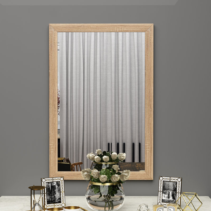Elease Flat Wall Mirror, Oak