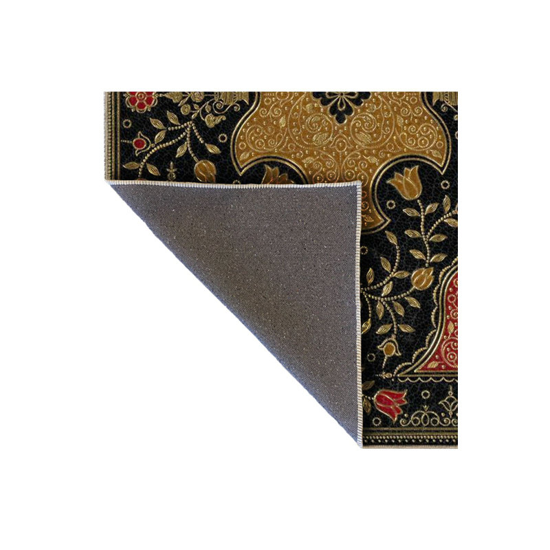 Tapis décoratif noir à motif tissé noir, Sous-tapis carré 3 pi 11 po inclus