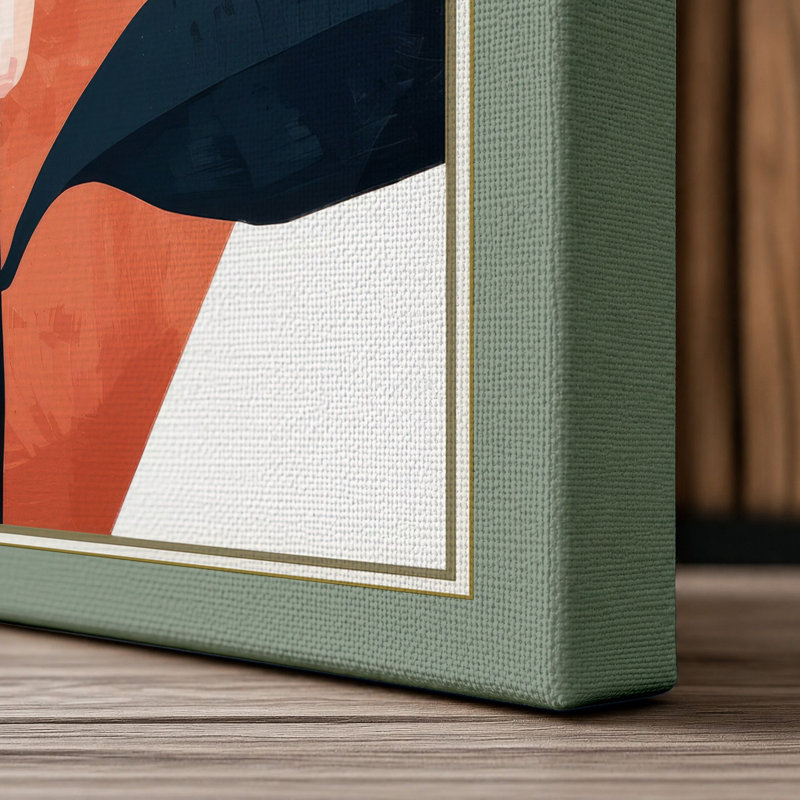 Geometric Bloom Botanical - Wrapped Canvas, 24x16 - 61.0 x 40.6 cm, Sage Border