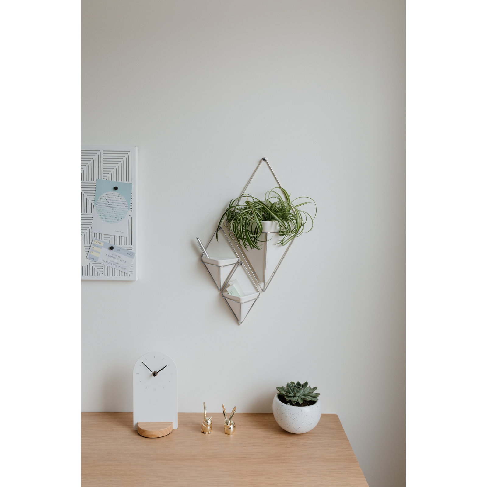 Trigg Wall Planter, Black/Brass, 7.5" H x 4.4" W x 2.88' D