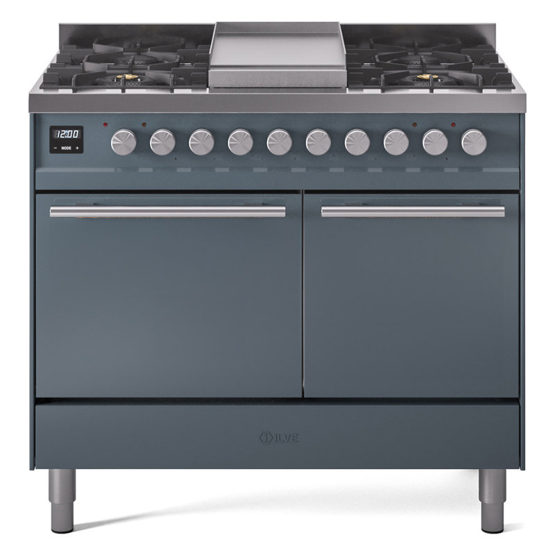 ILVE Professional Plus II 40 in Dual Fuel Range, Graphite Matte/Stainless Steel, Natural Gas