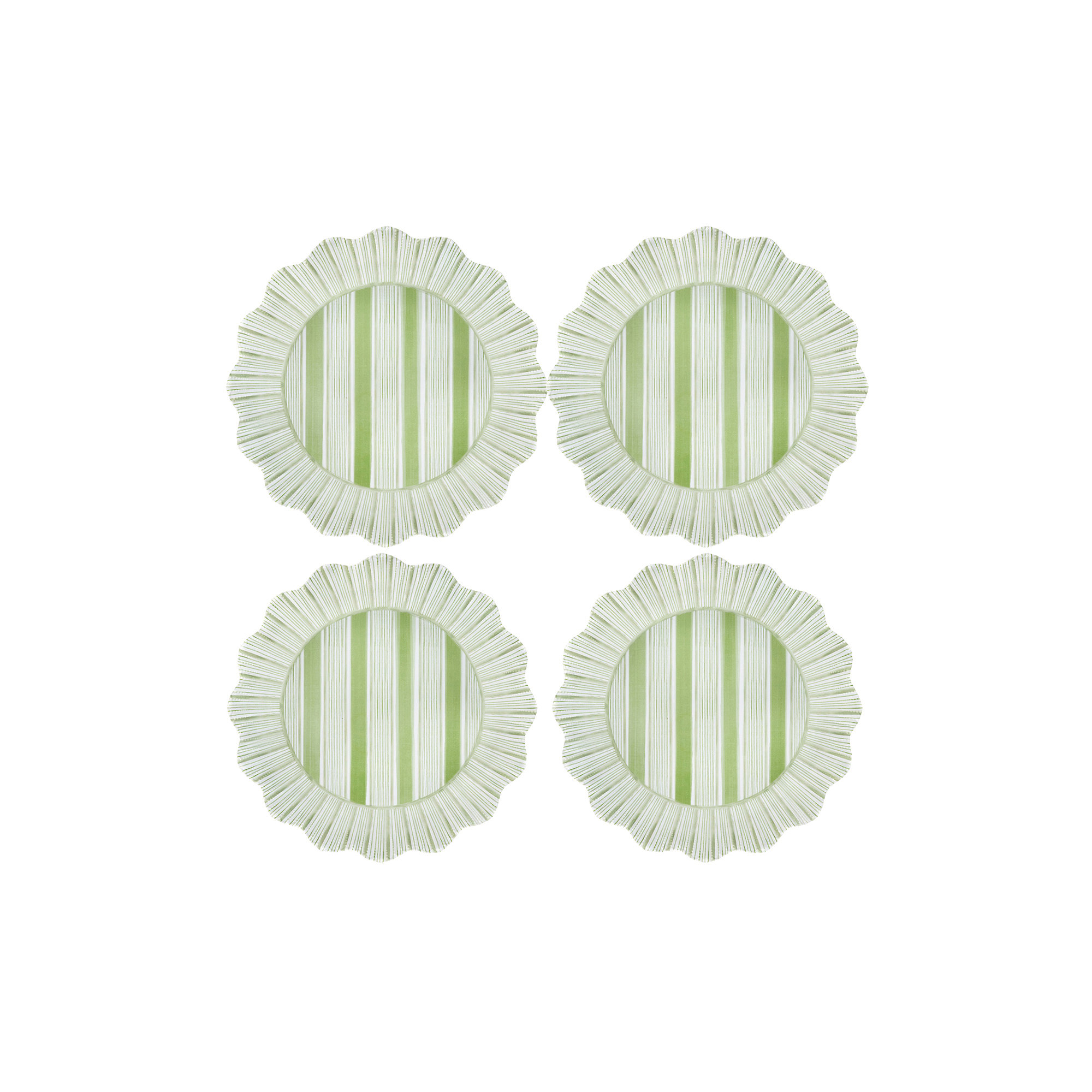 Cabana Stripe Melamine Dinner Plates, Seagrass
