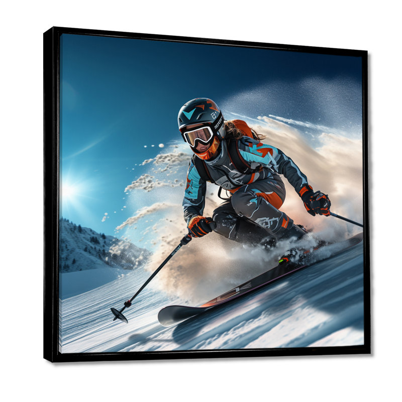 «Downing the Mountain in Speed And Style I», impression d'art mural, Cadre flottant noir, H 16 po x l 16 po x P 1 po