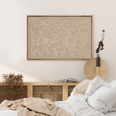 Croquis de mouton rétro abstrait beige, impressions neutres, décor minimaliste, art mural moderne, salon