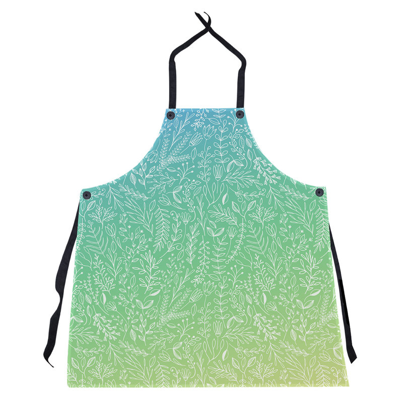 Tablier à motif floral ditsy, Bleu vert / jaune