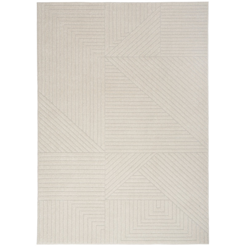 Tapis géométrique ivoire, Rectangle 5 pi 3 po x 7 pi 3 po