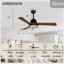 Ventilateur de plafond de 42 pouces avec lumière, pales en bois massif, 2 tiges pour plafond incliné ≤15 °, moteur CC réversible silencieux, application et télécommande, 6 vitesses, minuterie, DEL à spectre complet à intensité variable, pour la chambre à coucher