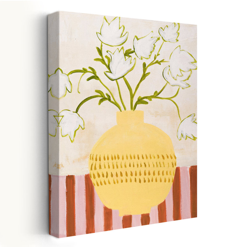 Vase jaune - art floral et nature morte, H 36 po x l 24 po