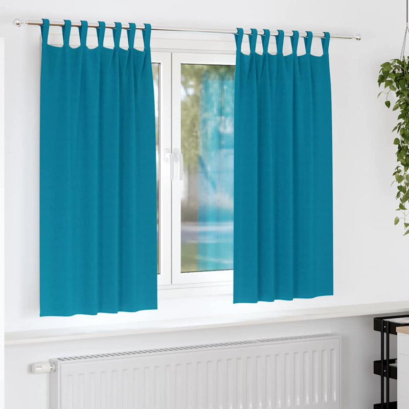 Curtains With Curtains 2 Pcs Polyester, Turquoise, 175cm Width x 140cm Drop