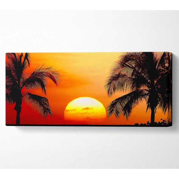 Ebern Designs Sun Between The Palmtrees - Wrapped Canvas Art Prints ...
