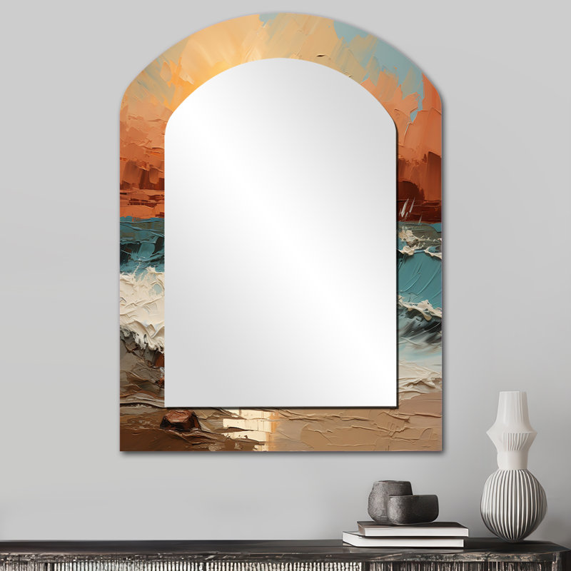 Bold Beach Sunset Scenery I - miroir unique asymétrique Coastal Sunset, 34 po x 25 po