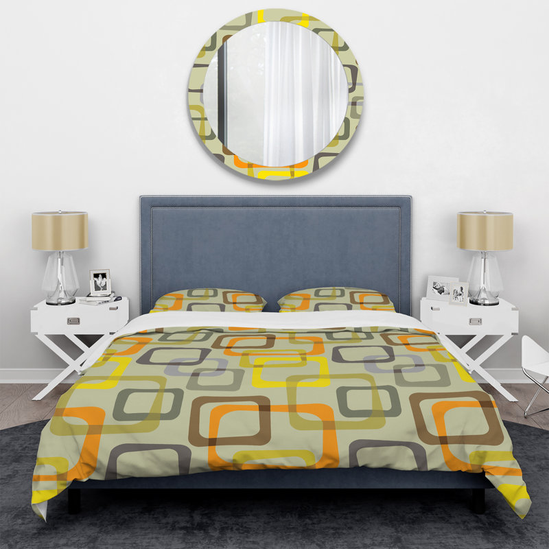  Ensemble de housse de couette moderne et contemporaine en microfibre jaune, Housse simple + 1 taie décorative