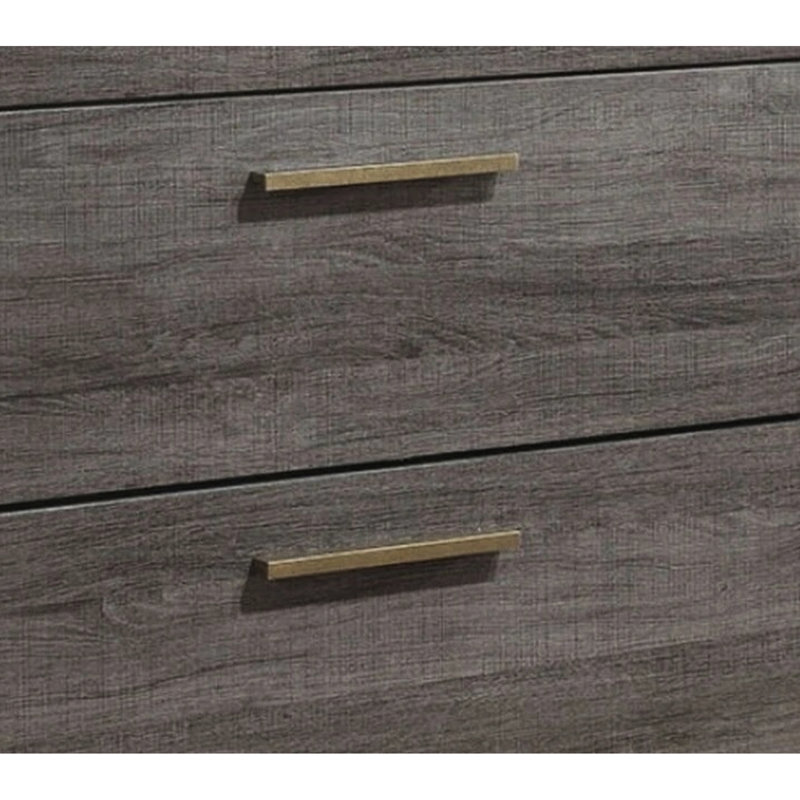 Table de chevet grise à deux tons avec design moderne et glissières en métal