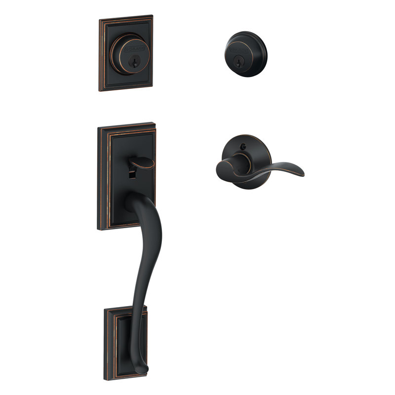 Addison Handleset with Deadbolt and Accent Door and Rosette, Aged Bronze, Left 