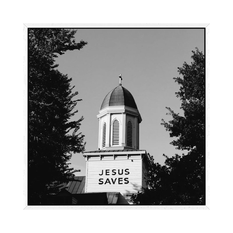Jesus Saves Charleston by Bethany Young - Print on Canvas, 66.04cm H x 66.04cm W x 3.81cm D, White Framed