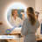 Round Vanity Mirror with Lights, Defogging, Bluetooth, Dimmable Temperature-213333543