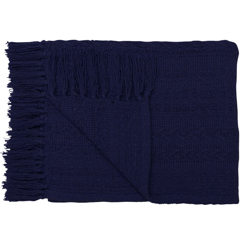 Navy and White Chevron Cotton Throw Blanket Set