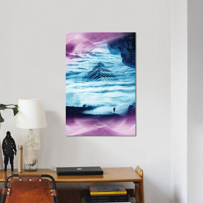 « de bleu », reproduction d’impression sur toile tendue, H 26 po x l 18 po x P 1,5 po, Pas de tapis, Toile tendue