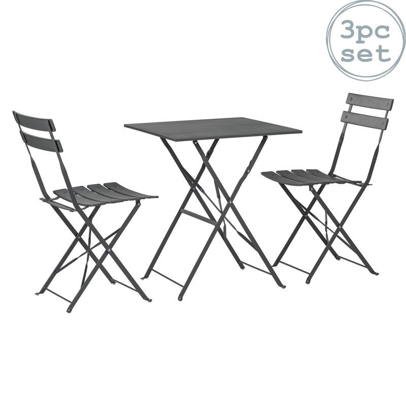 2 - Person Patio Dining Set with Square Table, Grey
