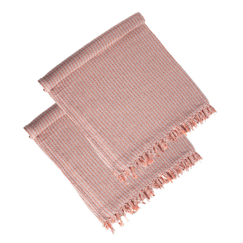 Jeté 50x60 "en coton rose avec pampilles, Rose clair