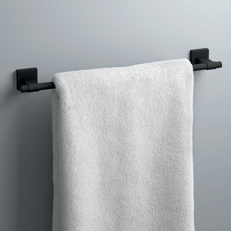 Maxted 20.38" Wall Mounted Towel Bar, Matte Black