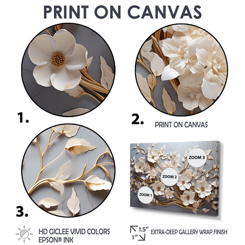 White Orchid Tree Garden Of Branches 7 - Abstract Floral Canvas Wall Art Print - Orchid Tree Print on canvas, Wrapped Canvas
