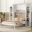 Lit escamotable double pleine grandeur avec tablettes et lumières DEL, blanc