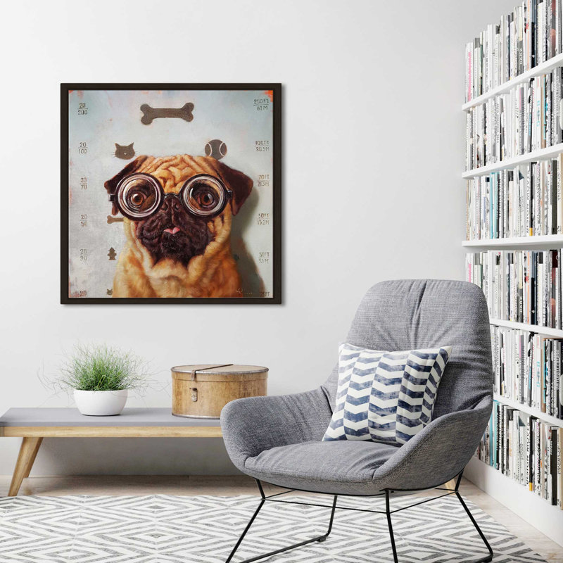 Examen canin par Lucia Heffernan - Peinture, Cadre flottant espresso, H 27,5 po x l 27,5 po x P 2 po